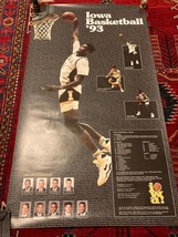 Vtg Iowa Hawkeyes 1993 Football Basketball 2 Sided Poster Acie Earl Chris Street - £31.25 GBP