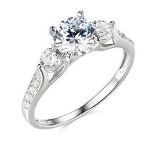 Engagement Ring 14K White Gold 2.23 Ct Round Cut 3-Stone White Moissanite Size 8 - £197.82 GBP