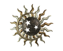 Multi-Tone Celestial Sun Moon and Stars 25 inch Diameter Metal Wall Hanging - £46.92 GBP
