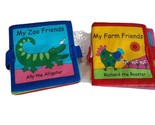 2 Soft-Books, Fabric Book, My Farm Friends, My Zoo Friends, Cotton, Home... - $9.70