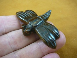 (Y-DRAG-714) Brown DRAGONFLY fly carving FIGURINE gemstone I love dragon... - $17.53
