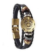 vmcoatdu Zodiac Cancer Alloy Leather Braided Rope Bracelet 8.8in Wrist - $200.48 MXN