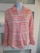 J. Crew Coral/White Striped LS Button Down Shirt Size M Women&#39;s NWOT - £15.97 GBP