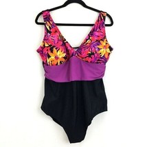 Tropical Escape Plus Women&#39;s size 20W Bathing Swim Suit 1 pc Black Multi... - £25.89 GBP