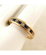 1.5Ct Simulated Blue Sapphire &amp; Diamond Channel Set Ring925 Silver Gold ... - €98,18 EUR