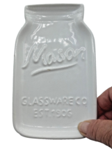 Vintage Mason Jar Spoon Rest Glassware Company Est. 1906 White Porcelain - £10.81 GBP
