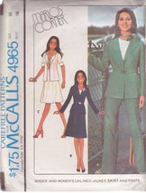 McCALL&#39;S VINTAGE 1976 PATTERN 4965 SIZE 16 MISSES&#39; JACKET SKIRT PANTS - $3.00