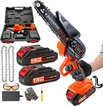 Mini Chainsaw Cordless 6-Inch with 2 Battery, 21v Mini Power Chain Saw with - £56.60 GBP