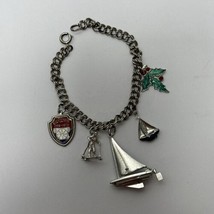 Vintage Sterling Silver Charm Bracelet with Five Charms Sailboats Plus - £31.20 GBP