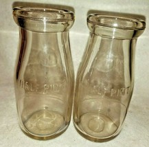 2 Vintage Half Pint Glass Milk Bottles Unbranded - £21.90 GBP