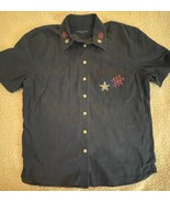 Karen Scott Patriotic Denim top Star metallic Stars Red Blue Silver Size... - $15.45 CAD