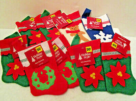 10 Christmas Mini FELT STOCKING Ornaments 6.5&quot; &amp; SANTA MITTEN Gift Card ... - £5.85 GBP