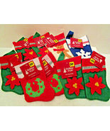 10 Christmas Mini FELT STOCKING Ornaments 6.5&quot; &amp; SANTA MITTEN Gift Card ... - £6.31 GBP