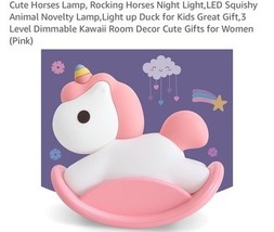 Rainbow Rocking Horse Night Light Pink And White - $15.72