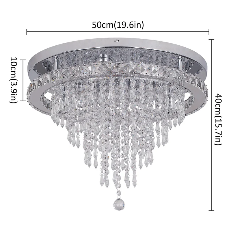  K9  Crystal Ceiling Lamp Smart Led Living Dining Room Pendant Light Chandelier  - £162.26 GBP
