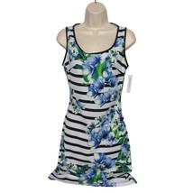 Laundry By Design Sheath Dress Size XS Blue White Floral Striped Sleeveless - £36.01 GBP