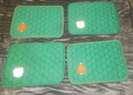 Quilted Christmas Green Applique Santa Christmas Trees Placemats set of 4 - £11.85 GBP