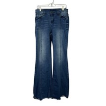 Suzanne Betro Womens Flared Denim Jeans With Frayed Hem And Embroidered ... - £20.65 GBP