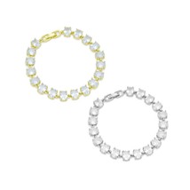 Crystal Oval Link Gold Silver Adjustable Bracelet, Sku#A346 - £7.14 GBP