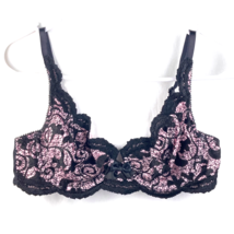 Vintage Victoria Secret Bra 34B Gold Label Pink Satin Black Lace Cami NO... - £21.60 GBP