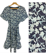 Banana Republic Dress Sz 6 Black Floral Tiered Ruffle Tie Waist Whimsigo... - €41,18 EUR