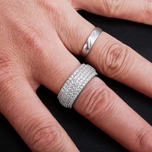 2.50 Ct Round Cut Diamond Eternity Men&#39;s Wedding Ring 14k White Gold Finish - £111.88 GBP