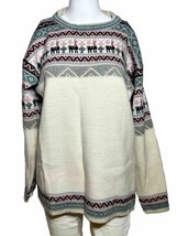 Hecho A Mano Womens Size Large Wool Sweater Alpaca Motiff Ecuador Classic - AC - £23.02 GBP