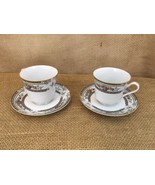 Mikasa Japan Fine China Cambridge L9015 Footed Cup Saucers (2) - £11.67 GBP