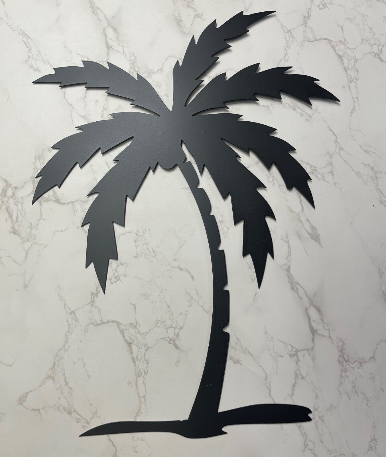 Palm Tree - Metal Wall Art - Satin Black 11" x 14"  Left  Facing - £32.09 GBP