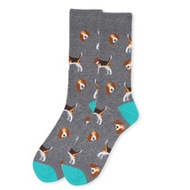 Men&#39;s Beagle Crew Socks Grey Blue Gift for Him Dress Socks Dog Lover - $13.85