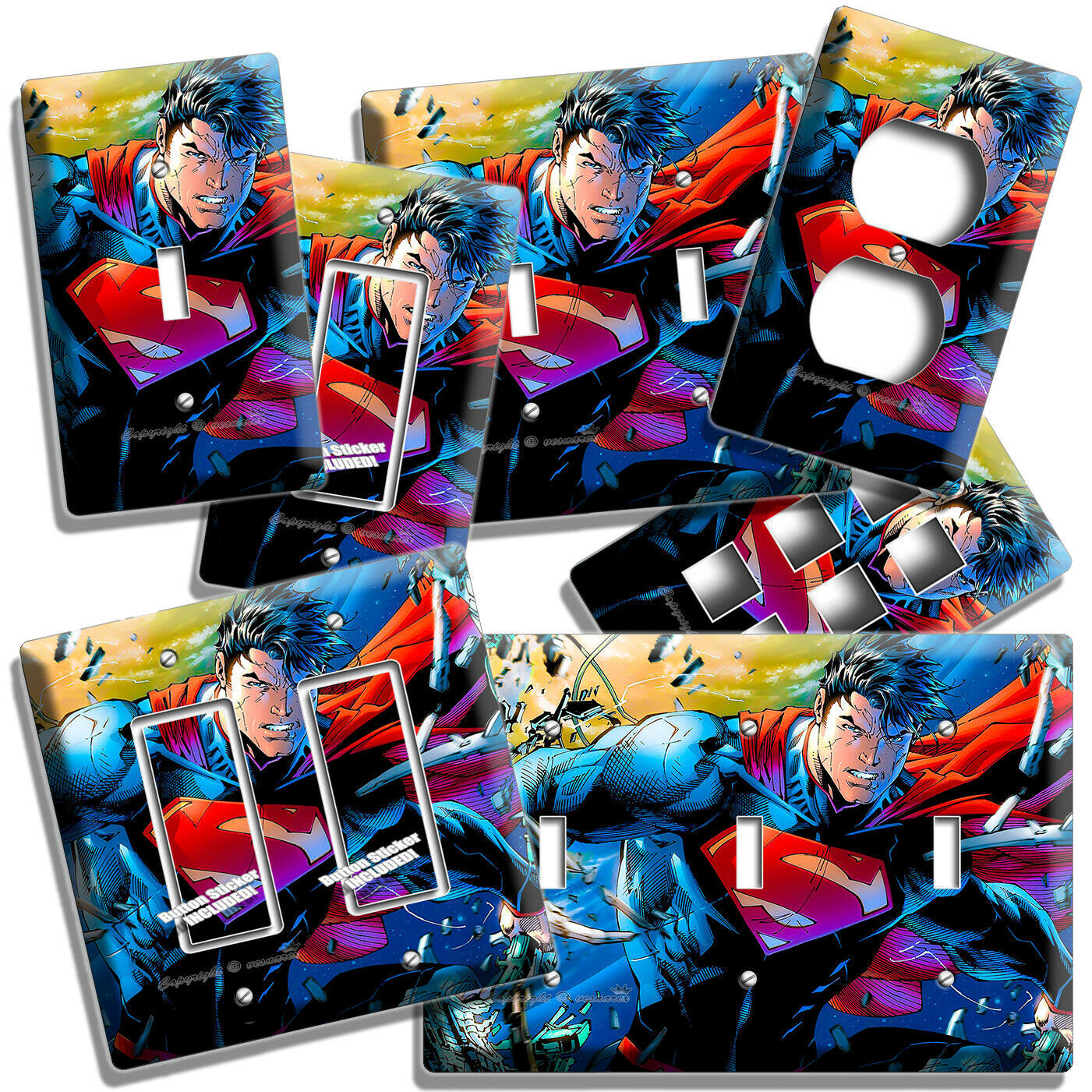RETRO SUPERMAN SUPERHERO LIGHT SWITCH OUTLET WALL PLATE COVER GAME ROOM HD DECOR