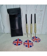 Vintage Brass Steel Tip Darts Set 3pcs Union Jack Flights NOS w/ Case , ... - $39.20 CAD
