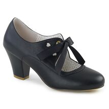 SALE PINUP Womens 2&quot; Cuban Heel Mary Jane Pump Ribbon Tie Black Shoes 10 - €33,14 EUR