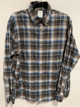 BROOKS BROTHERS Regent Flannel Button Down Shirt-Brown/Blue Plaid L/S EU... - $13.27
