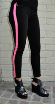 Hudson LouLou Black Pink Sinder Tuxedo Crop Pants 24 Womens - $23.46