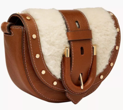 Fossil Harwell Small Flap Crossbody Bag Brown Leather &amp; Shearling ZB1953101 FS - £79.36 GBP