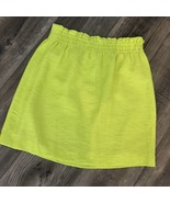 J. Crew Neon Chartreuse Yellow Green Mini Skirt Paper Bag Pull On Lined ... - £14.53 GBP