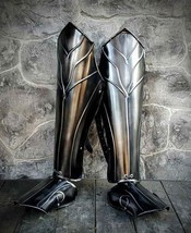 Medieval Leg Greaves LARP Steel Dwarven Leg Knight Greaves Armor Cosplay Costume - £79.06 GBP