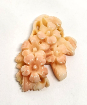 Carved Floral Angel Skin Coral Charm 1.25&#39;&#39; Long - £177.05 GBP