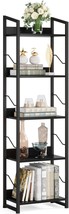 Hosfais Book Shelf Small Bookshelf, 5-Tier Wood Bookcase, Modern Black - £42.47 GBP