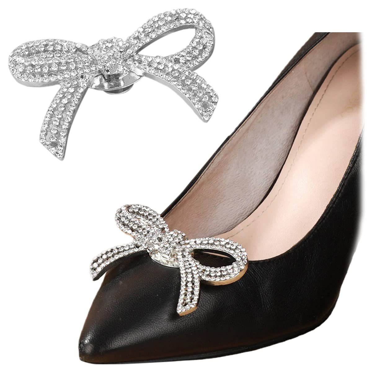 1 Pair Rhinestone Shoe Clips Classic Detachable Bow Heels Accessories Shoe Deco