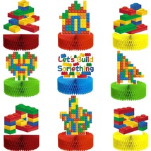 9 Pieces Building Block Birthday Party Supplies Building Block Honeycomb... - £15.79 GBP