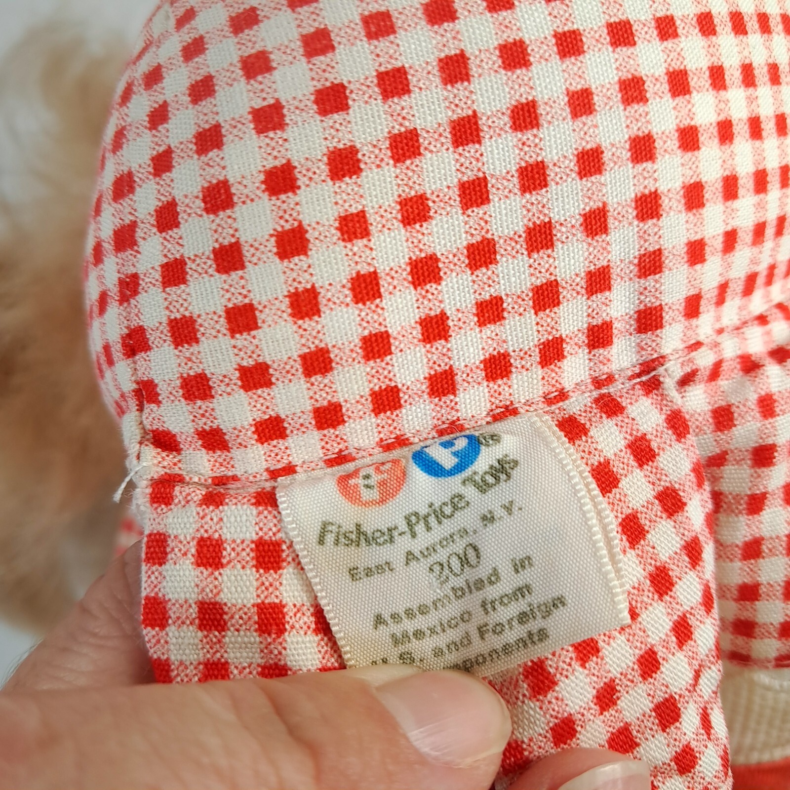 Fisher Price Toys #200 Mary Lapsitter baby Doll red plaid apron 1973 Vintage Item image 9