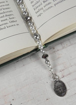 Choose Joy Angel Beaded Thong Bookmark Glass Pearl Crystal Handmade Grey New - £15.10 GBP