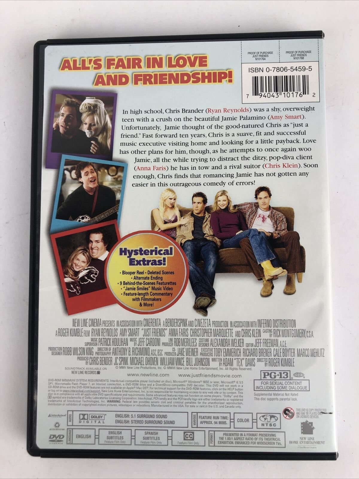Just Friends (DVD, 2005) Ryan Reynolds Anna Faris Amy Smart Chris Klein FreeShip Item image 2