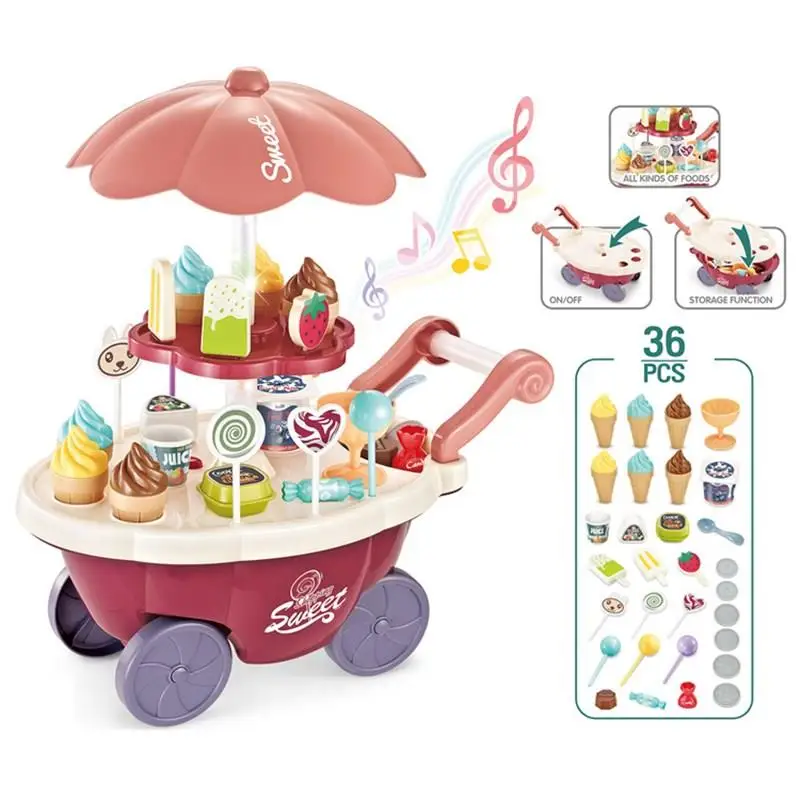 36PCS Ice Cream Candy Trolley House Play Toys Candy Car Ice Cream Candy Cart - £21.81 GBP+