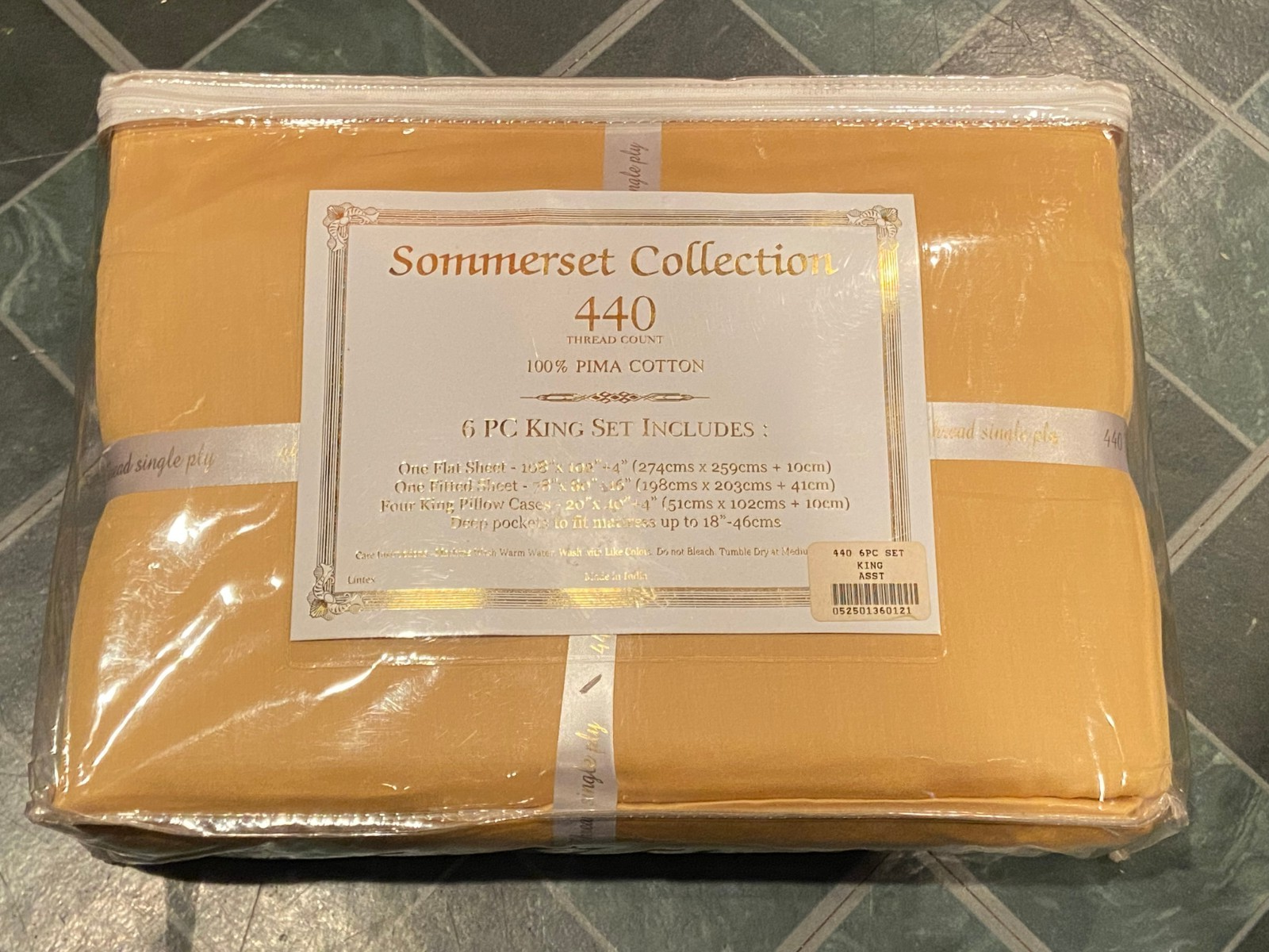 Sommerset Collection 100% PIMA Cotton 6 Piece King Bedding Set *Gold* e2 - $75.99