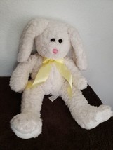 2015 Animal Adventure Bunny Rabbit Plush Stuffed Animal White Sherpa Yellow Bow - £39.47 GBP