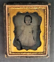 Antique Ambrotype Photo Big Forehead Child 2.5&quot;x3&quot; Victorian Tinted - £38.73 GBP