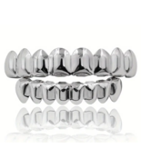 Silver Electroplated Non Tarnish Custom 8 Top 8 Bottom Grillz for Teeth ... - $13.85